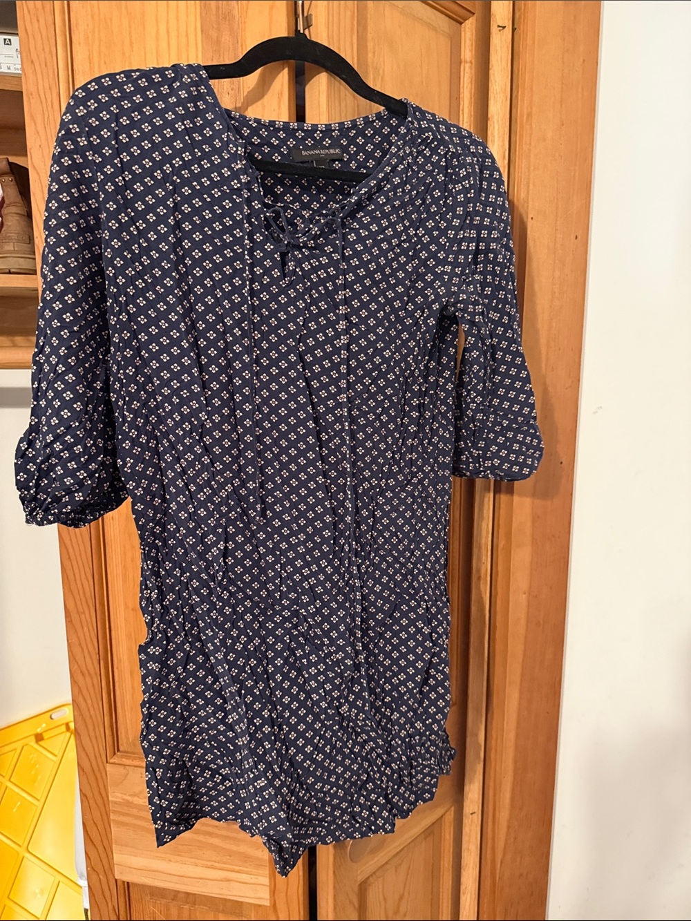 Banana Republic Navy Blue Printed Peasant Tunic
